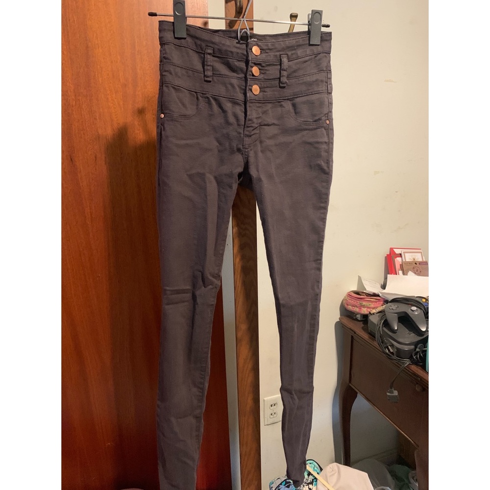 High Waisted Charcoal Stretchy Jeans/Pants Size 2